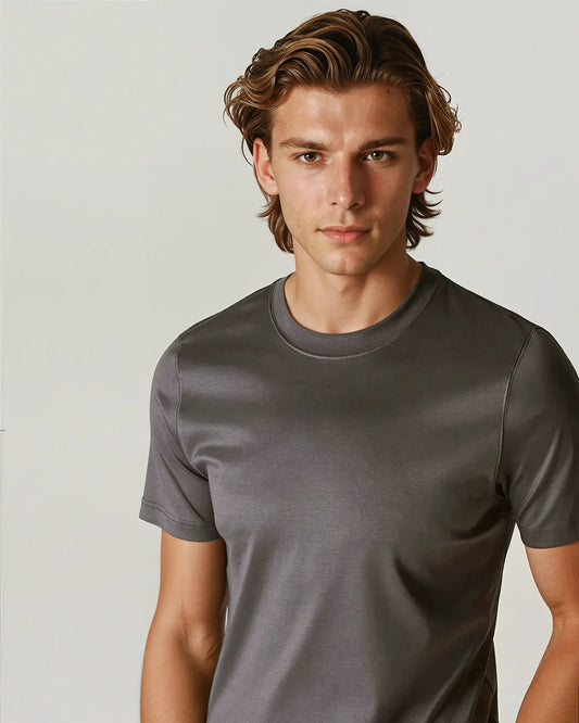 Men's T-Shirt Dark Brown Supima Cotton Slim Fit Luxury Design Casual Top